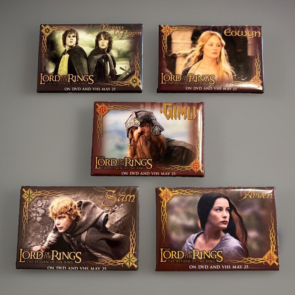 Lord of the Rings Return of the King Movie Pin Buttons Lot of 5 • DVD VHS Promo